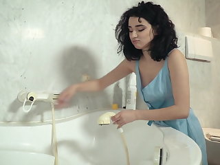 Old+Young Old grandpa fucks innocent teen in bathroom and cums in her