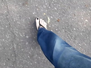 Outdoor Black Toenail Polish on Perfect Feet