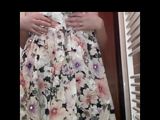 Нижнее белье Sissy and her flowery skirt with shiny lining.